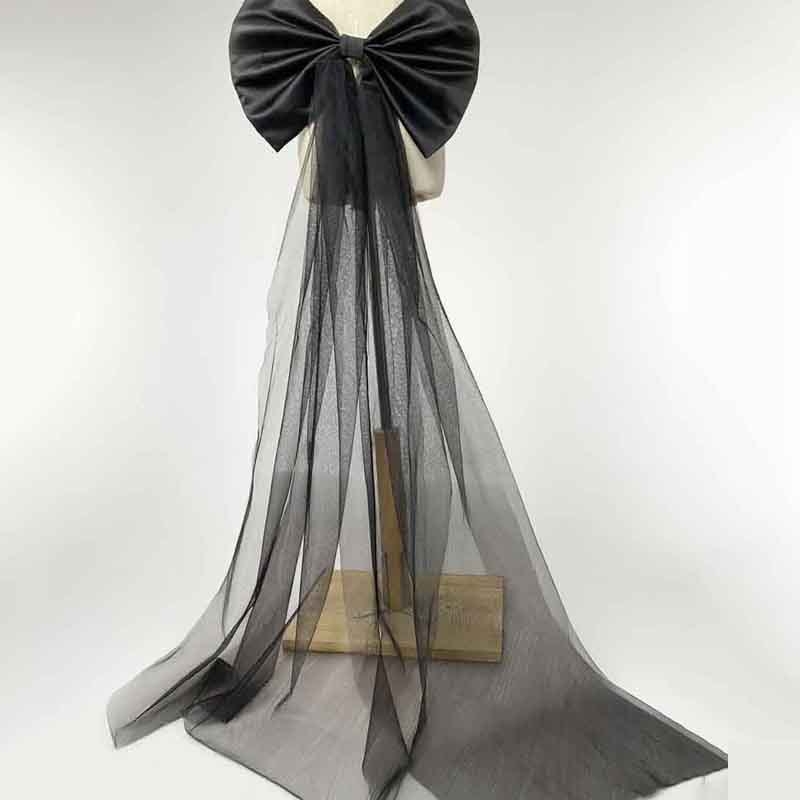 Accesorii pentru rochia de mireasă, funda mare cu coadă din plasă, material textil, procesare ecologică, stil prințesă, primăvara 2025