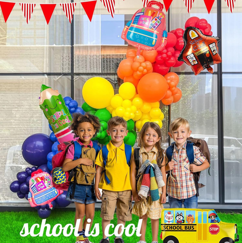 Комплект арки от балони за кампуса (128 бр.) — латексни балони, кръгла форма, печат с лого, опаковка: bead bone bag