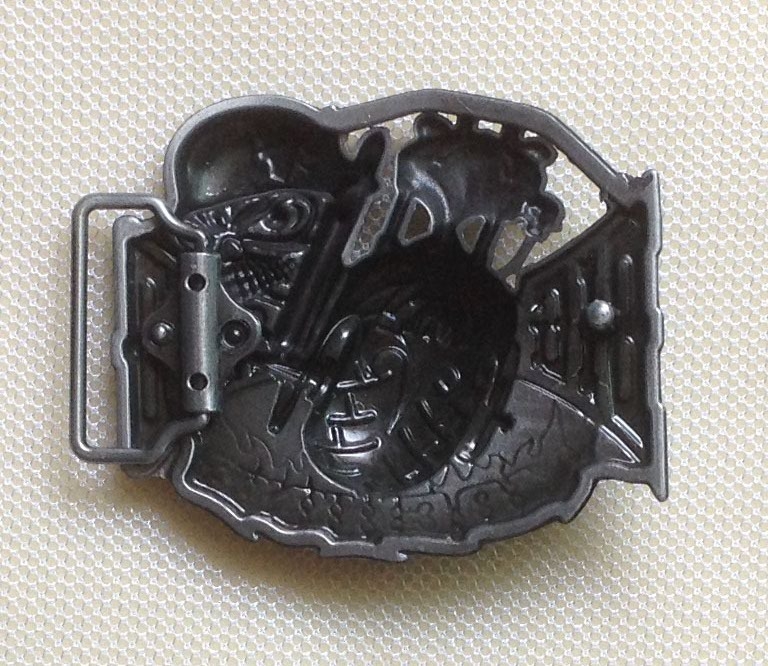 Cataramă de curea – seria Ghost Head; seria Punk Denim; aliaj; cataramă netedă; vara 2020