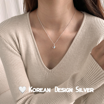 Ogrlica s mjesečevim kamenom, srebro S925, kružni geometrijski privjesak, lanac za ključnu kost, težina 5 g