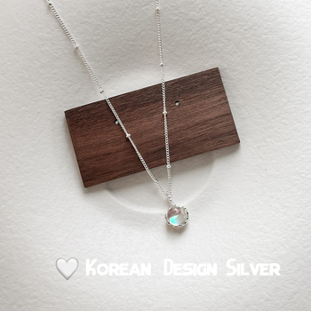 Ogrlica s mjesečevim kamenom, srebro S925, kružni geometrijski privjesak, lanac za ključnu kost, težina 5 g