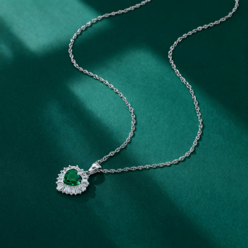 Colier inimă din argint 925, pandantiv argintiu, placare electrolitică