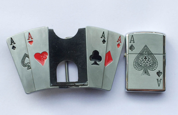 Övcsat kártya motívummal, cinkötvözet, sima csat, divatos hétköznapi stílus