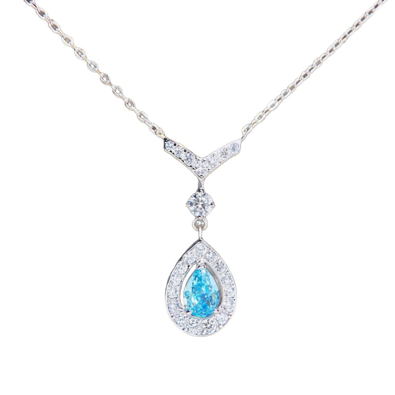 Ogrlica od srebra 925 s kapkovitim privjeskom u obliku V, minimalistički geometrijski dizajn, križni lanac, težina 3,5 g