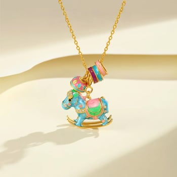 Colier cu ponei înaripat din argint 925, lanț pentru claviculă, lungime 21–50 cm, extensie până la 10 cm, placare electroplatinată, stil ușor de lux