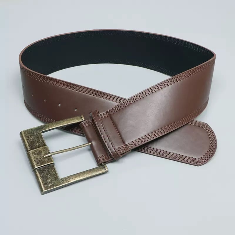 Retro öv PU bőrrel, fém tűkapocs, széles (>4 cm), 2024 nyár