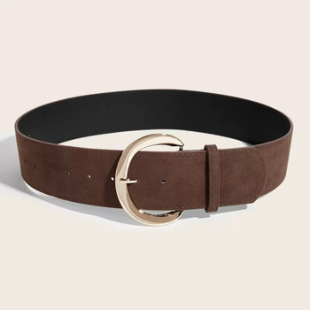 Női öv PU bőrből, ötvözet csat, tűcsattal történő zárás, széles kivitel (>4 cm), 2025 tavasza, sokoldalú divat