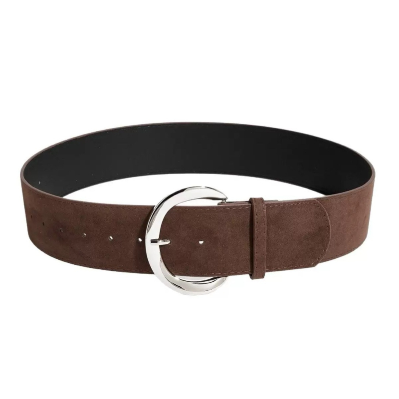 Női öv PU bőrből, ötvözet csat, tűcsattal történő zárás, széles kivitel (>4 cm), 2025 tavasza, sokoldalú divat