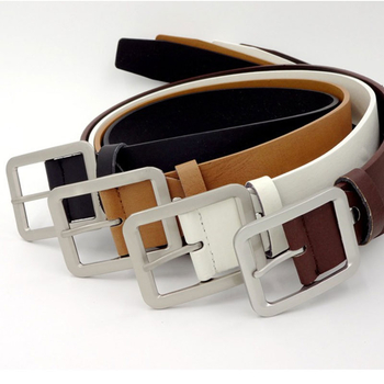 Férfi öv műbőrből, téglalap alakú csattal, ötvözet csattal, univerzális stílus