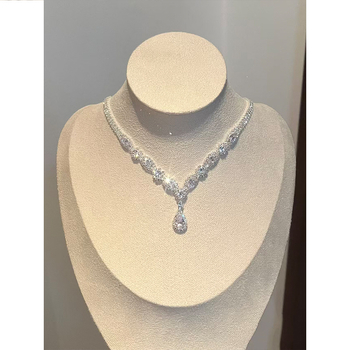 Ogrlica s geometrijskim zirconom privjeskom, bakreni lanac, 51-60 cm, elektroplatinirano, stil laganog luksuza