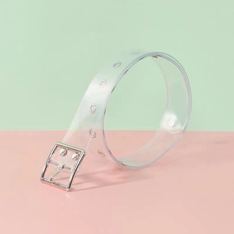 Női átlátszó öv - műanyag szalag, vékony (<2 cm), ötvözetből készült csat, tűcsatos csat, 2024 tavasz