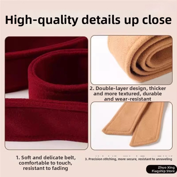 Curea dublu-față din lână pentru haine de exterior, lățime 5 cm, stil leisure, pentru iarnă, primăvară și toamnă