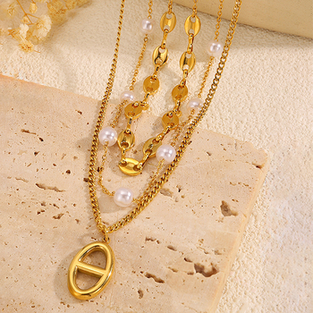 Rozsdamentes acél nyaklánc vákuumbevonattal, medál állatmotívummal, kombinált lánccal nőknek