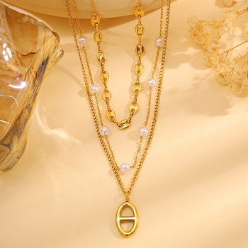 Rozsdamentes acél nyaklánc vákuumbevonattal, medál állatmotívummal, kombinált lánccal nőknek