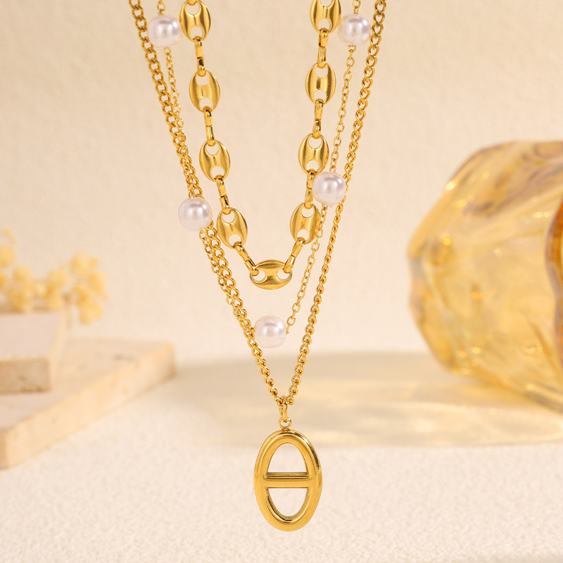 Rozsdamentes acél nyaklánc vákuumbevonattal, medál állatmotívummal, kombinált lánccal nőknek