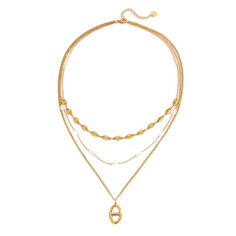 Rozsdamentes acél nyaklánc vákuumbevonattal, medál állatmotívummal, kombinált lánccal nőknek