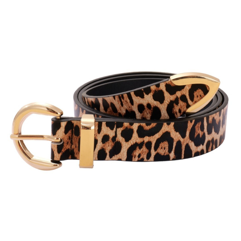 Leopárd mintás női öv, PU bőr, ötvözet csattal, Goowail, divatos városi öv