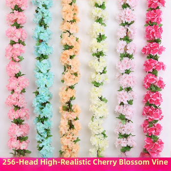 Viță artificială de cireș cu flori de satin, pentru decor interior, proiectată să se înfășoare în jurul conductelor