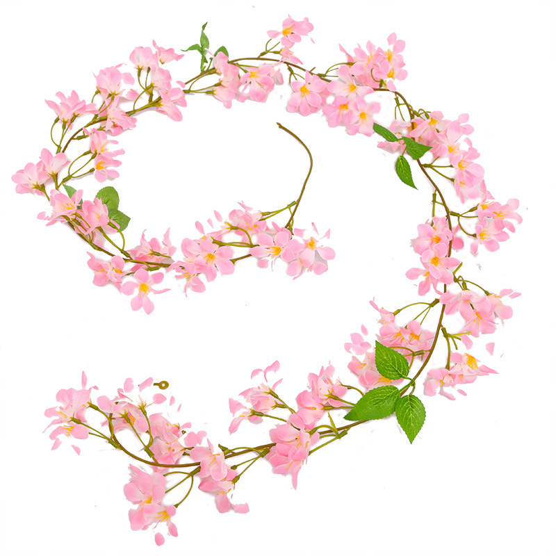 Viță artificială de cireș cu flori de satin, pentru decor interior, proiectată să se înfășoare în jurul conductelor