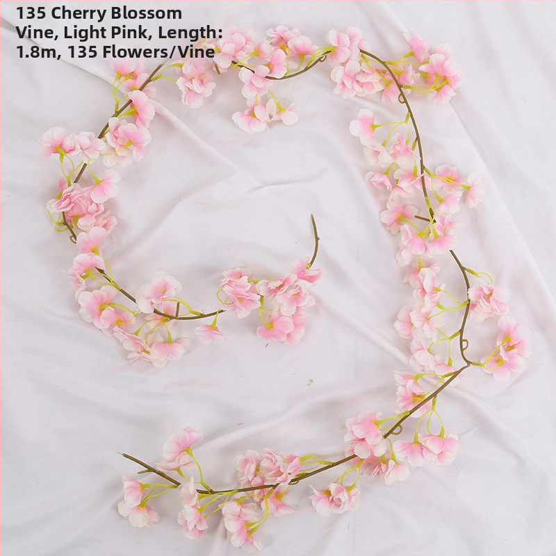 Viță artificială de cireș cu flori de satin, pentru decor interior, proiectată să se înfășoare în jurul conductelor