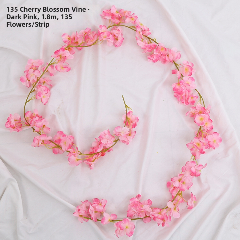 Viță artificială de cireș cu flori de satin, pentru decor interior, proiectată să se înfășoare în jurul conductelor