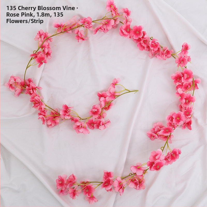 Viță artificială de cireș cu flori de satin, pentru decor interior, proiectată să se înfășoare în jurul conductelor