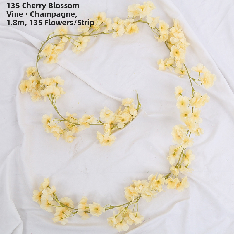 Viță artificială de cireș cu flori de satin, pentru decor interior, proiectată să se înfășoare în jurul conductelor