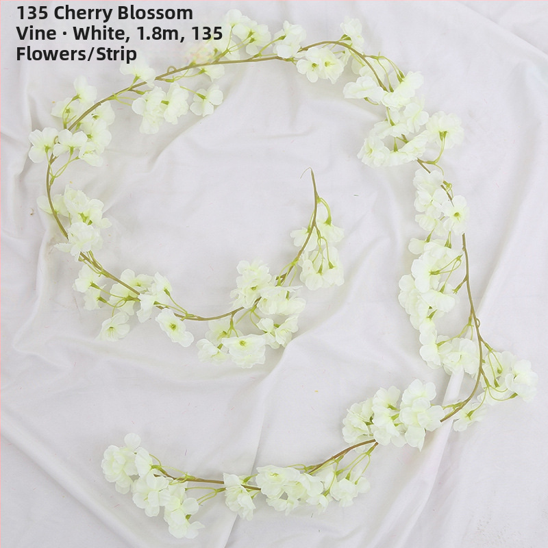 Viță artificială de cireș cu flori de satin, pentru decor interior, proiectată să se înfășoare în jurul conductelor