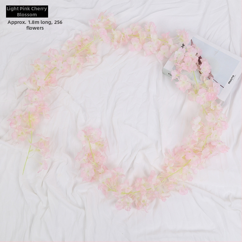 Viță artificială de cireș cu flori de satin, pentru decor interior, proiectată să se înfășoare în jurul conductelor