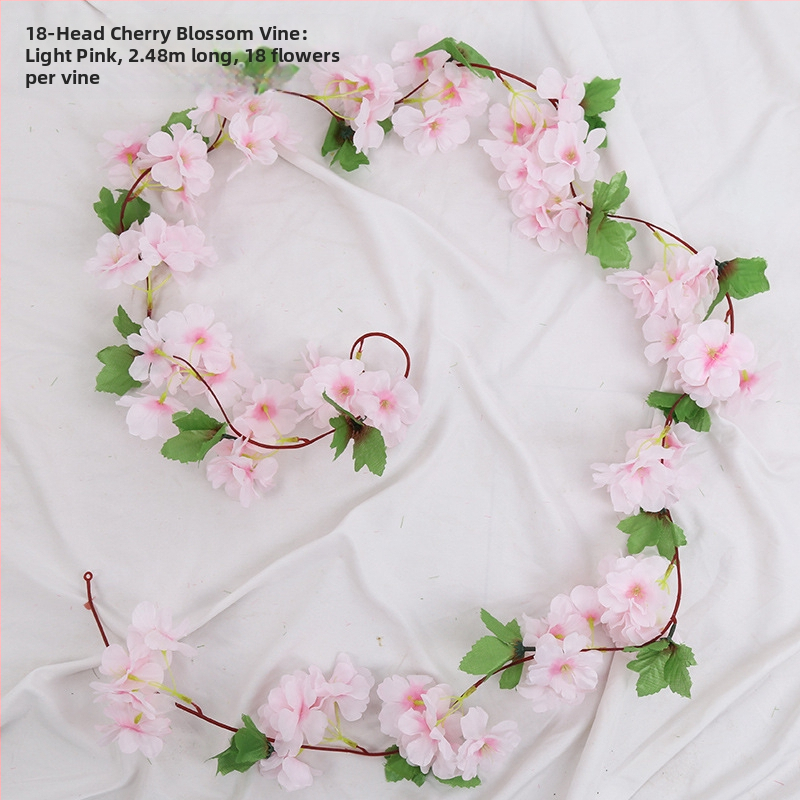 Viță artificială de cireș cu flori de satin, pentru decor interior, proiectată să se înfășoare în jurul conductelor