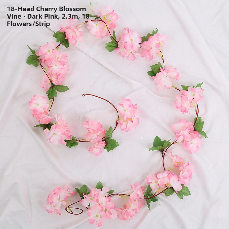 Viță artificială de cireș cu flori de satin, pentru decor interior, proiectată să se înfășoare în jurul conductelor