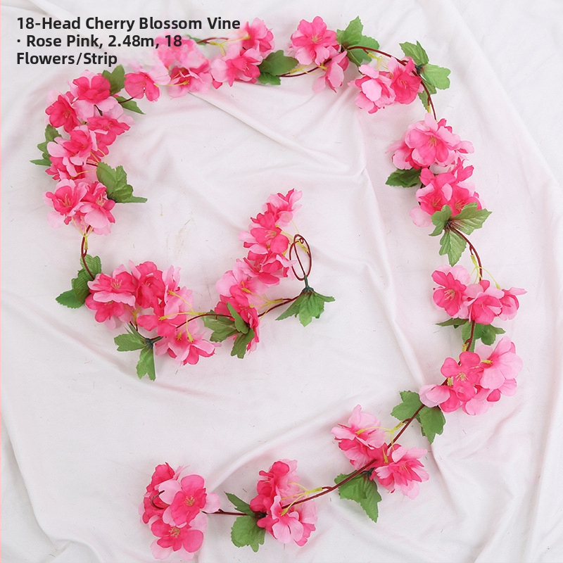 Viță artificială de cireș cu flori de satin, pentru decor interior, proiectată să se înfășoare în jurul conductelor