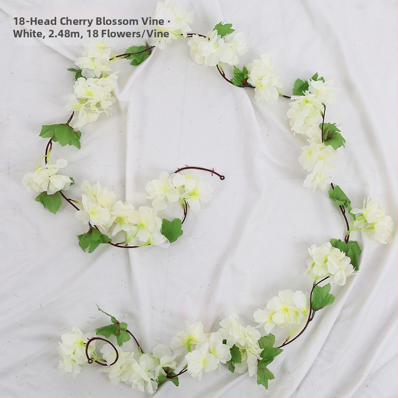 Viță artificială de cireș cu flori de satin, pentru decor interior, proiectată să se înfășoare în jurul conductelor