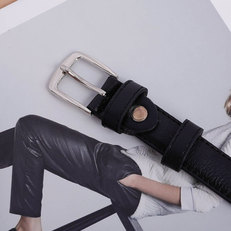Curea de damă din piele sintetică, cataramă din aliaj dreptunghiulară și închidere cu știft – stil universal