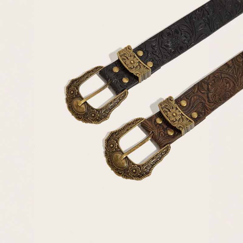 Curea PU pentru jeanși, cataramă din aliaj, închidere cu pin, lățime 2–4 cm, stil personalizat în trend, placare electroplată și embossing