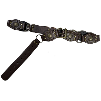 Műbőr öv, ötvözet csattal, tűcsattal, vastag szélesség (>4 cm), irodalmi retro stílus