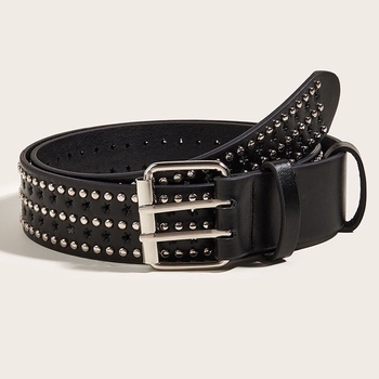 Remen od PU kože s metalnim rivetima, unisex, hip-hop stil