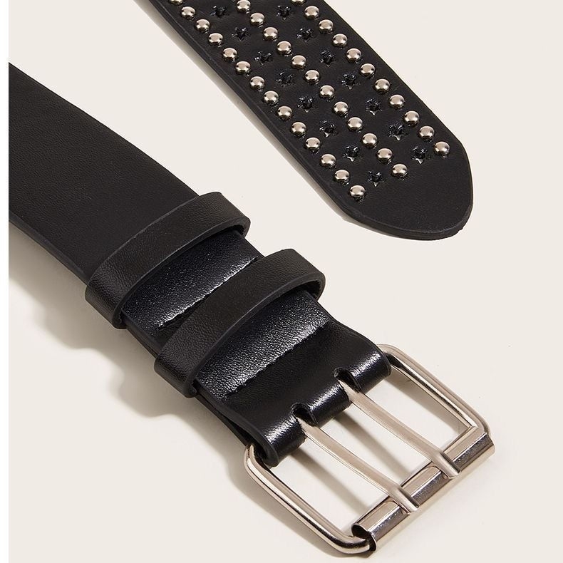 Remen od PU kože s metalnim rivetima, unisex, hip-hop stil
