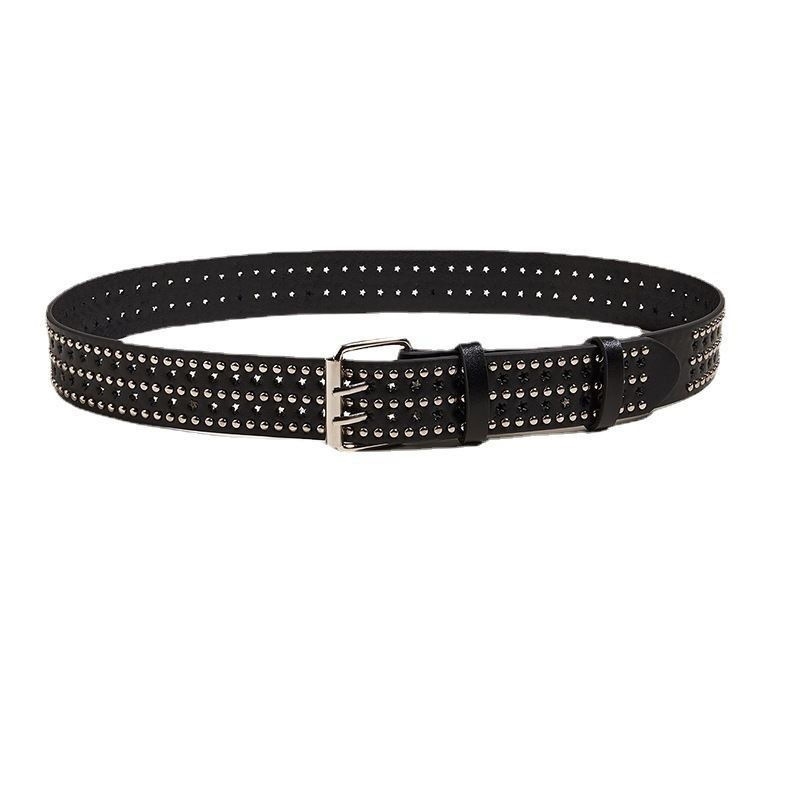 Remen od PU kože s metalnim rivetima, unisex, hip-hop stil
