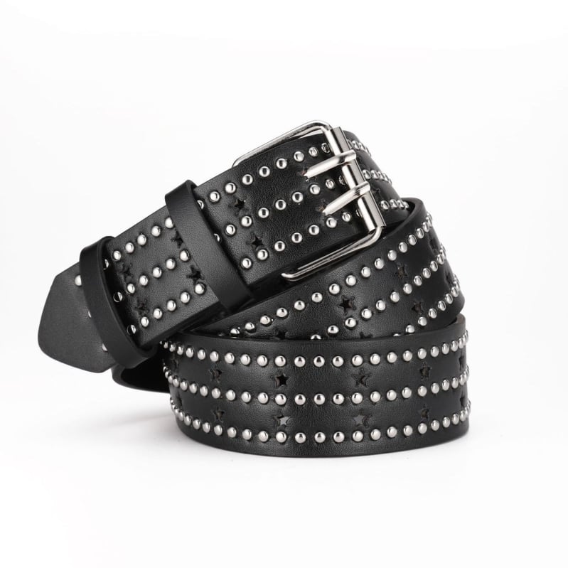 Remen od PU kože s metalnim rivetima, unisex, hip-hop stil