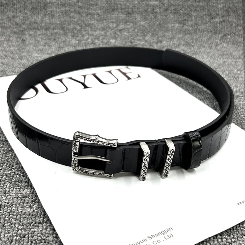 Curea retro cu design crocodil de înaltă clasă, material PU; cataramă din aliaj; închidere cu știft; lățime 2–4 cm; finisaj: decupat/gravat