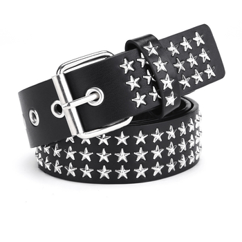 Punk pojas s klinovima i zvjezdanim detaljem, metalni pojas s čeličnom kopčom, širina iznad 4 cm