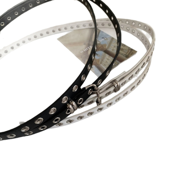 Centură din PU cu două straturi, cataramă din aliaj de aluminiu, lățime sub 2 cm, stil proaspăt și dulce, centură pentru femei