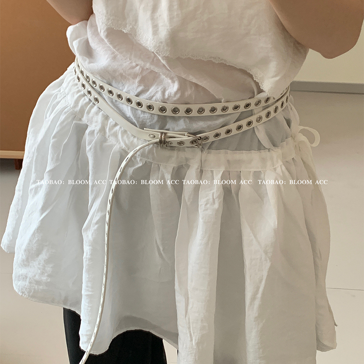 Centură din PU cu două straturi, cataramă din aliaj de aluminiu, lățime sub 2 cm, stil proaspăt și dulce, centură pentru femei