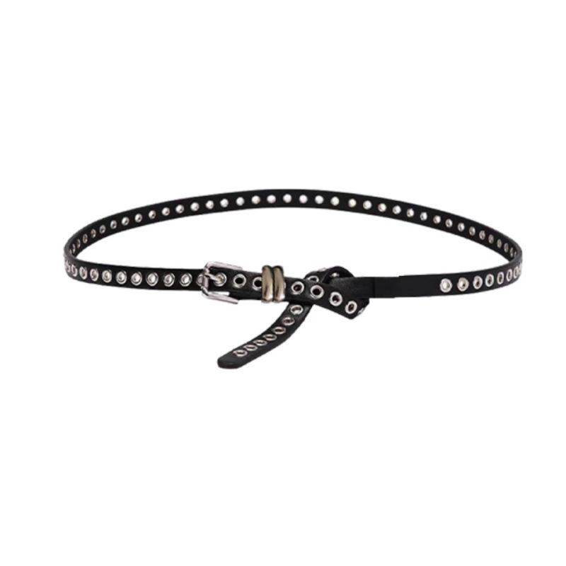 Centură din PU cu două straturi, cataramă din aliaj de aluminiu, lățime sub 2 cm, stil proaspăt și dulce, centură pentru femei