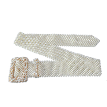 Női derékszíj gyöngyökkel, ötvözet csattal, tűcsatos zárással, 4 cm-nél szélesebb