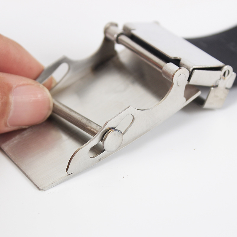 Rozsdamentes acél övcsat, görgőcsat, téglalap alakú, sima/lemezes csat, férfiaknak, minimalist stílus, övklipsz