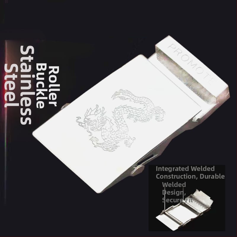 Rozsdamentes acél övcsat, görgőcsat, téglalap alakú, sima/lemezes csat, férfiaknak, minimalist stílus, övklipsz