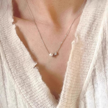 Chengchen jewelry Ogrlica od školjki, geometrijski privjesak od srebra 925, križna lanac, elektroplatirani završetak