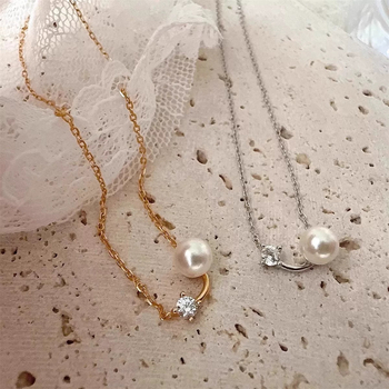 Chengchen jewelry Ogrlica od školjki, geometrijski privjesak od srebra 925, križna lanac, elektroplatirani završetak